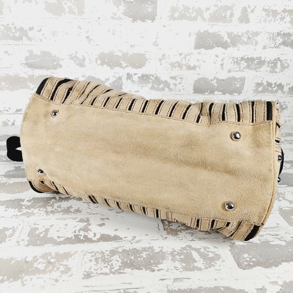 Lionel Black Tan Suede Stripes Shoulder/Crossbody Bag 0596 - Picture 9 of 12